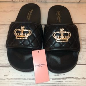 Juicy Couture Wylee Rhinestone Slides Black Size 8